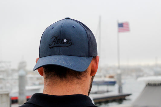 Abide. Navy Six-Panel Retro Trucker Cap